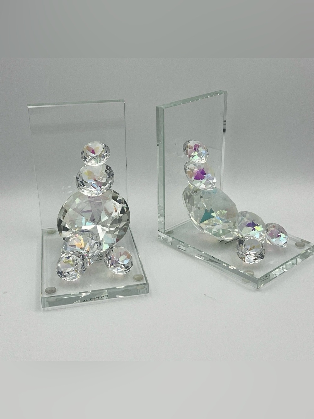 Crystal Prism Decorative Bookends - Clear